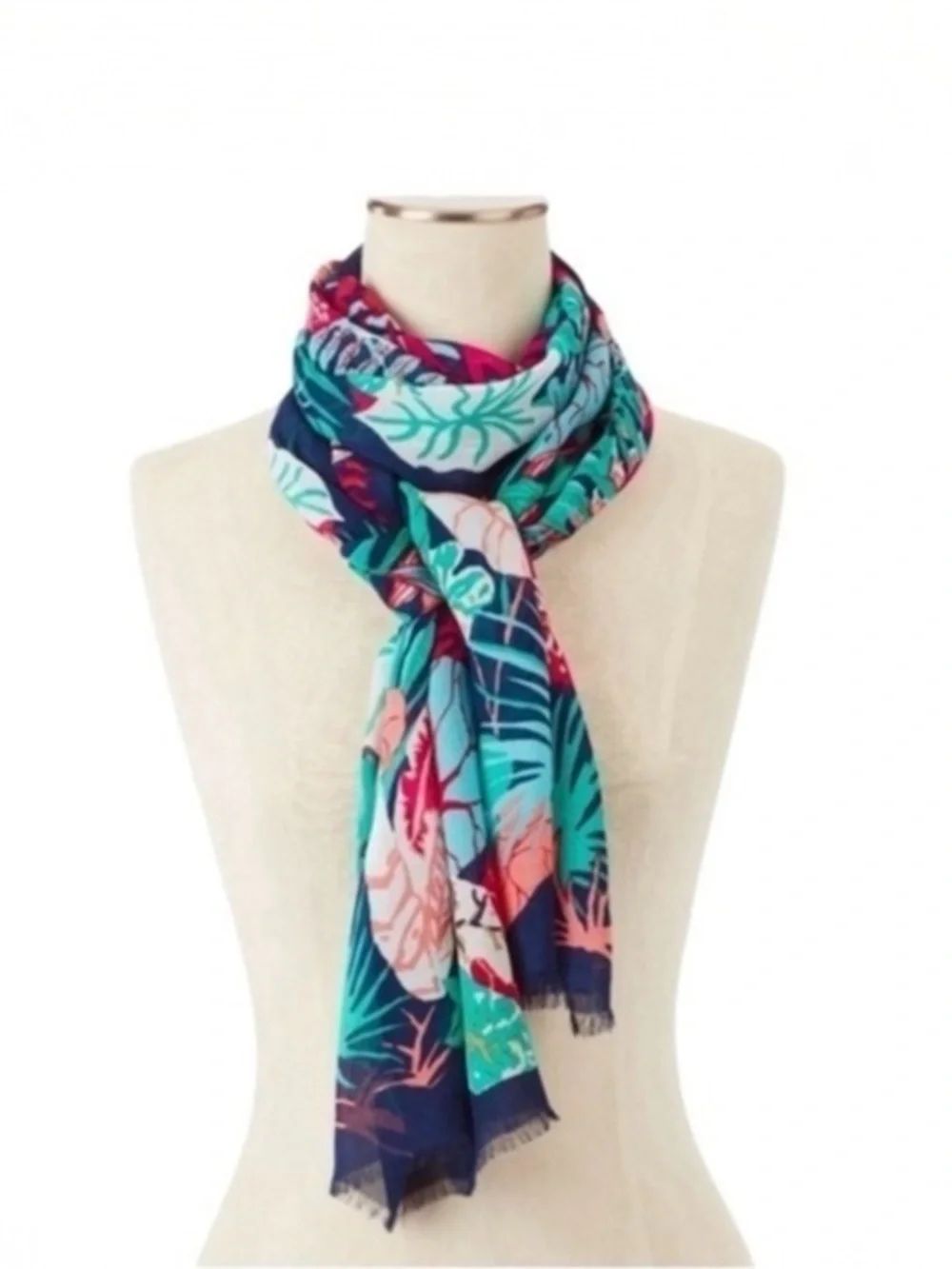 Talbots Jungle Leaves Vivid Botanical Scarf